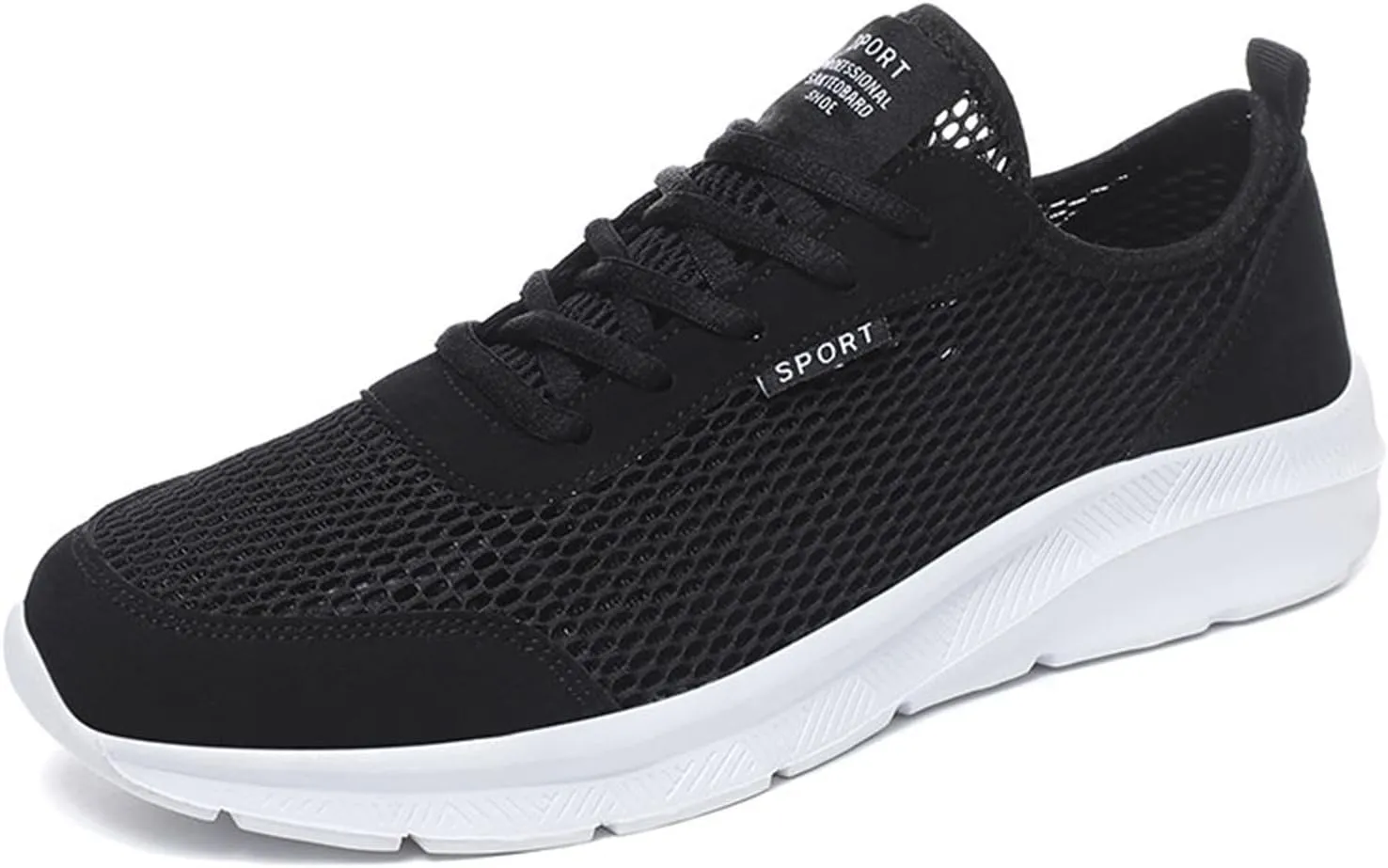 Mens Athletic Lace-Up Sneakers: Breathable Mesh Lightweight Design with Airflow Channels & Orthopedic Footbed for All-Day Comfort in Running, Gym & Travel for Men
