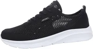 Mens Athletic Lace-Up Sneakers: Breathable Mesh Lightweight Design with Airflow Channels & Orthopedic Footbed for All-Day Comfort in Running, Gym & Travel for Men