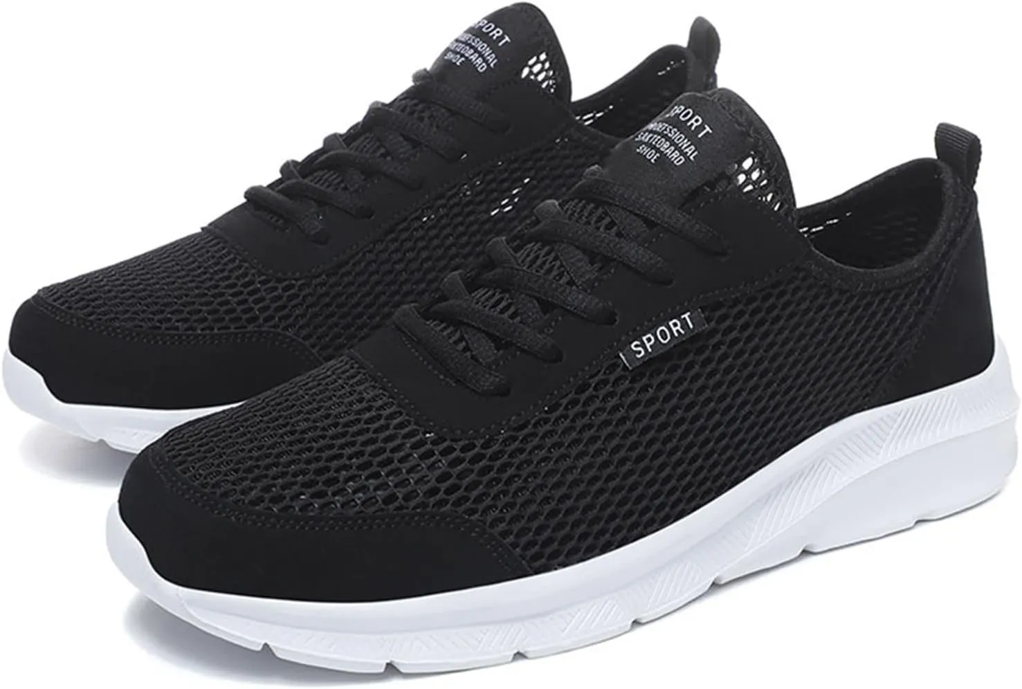 Mens Athletic Lace-Up Sneakers: Breathable Mesh Lightweight Design with Airflow Channels & Orthopedic Footbed for All-Day Comfort in Running, Gym & Travel for Men