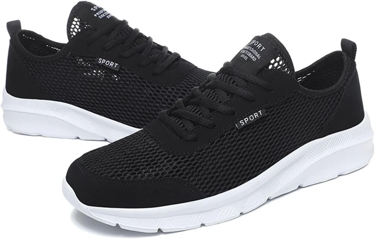 Mens Athletic Lace-Up Sneakers: Breathable Mesh Lightweight Design with Airflow Channels & Orthopedic Footbed for All-Day Comfort in Running, Gym & Travel for Men