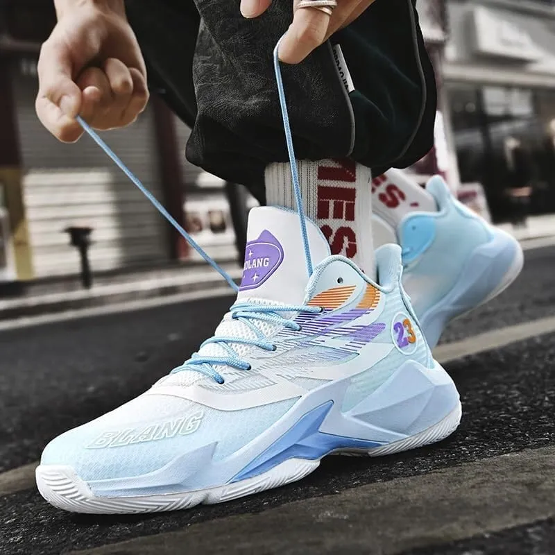 Men's Basketball Shoes High Top Anti Slip Breathable Fashionable Sports Shoes Lace Up Sports Training Boots