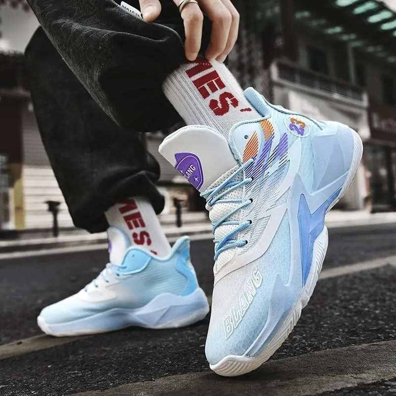 Men's Basketball Shoes High Top Anti Slip Breathable Fashionable Sports Shoes Lace Up Sports Training Boots