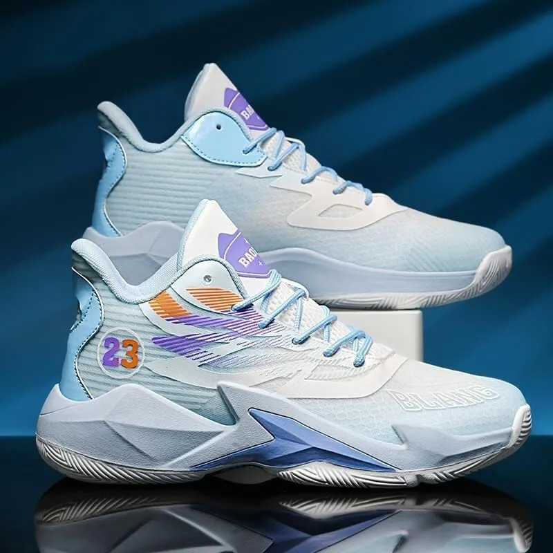 Men's Basketball Shoes High Top Anti Slip Breathable Fashionable Sports Shoes Lace Up Sports Training Boots