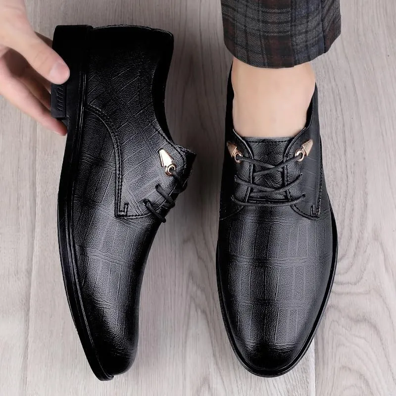 Mens Dress Shoes Breathable Genuine Low Leather Fashion Oxford Shoes All-Day Comfort