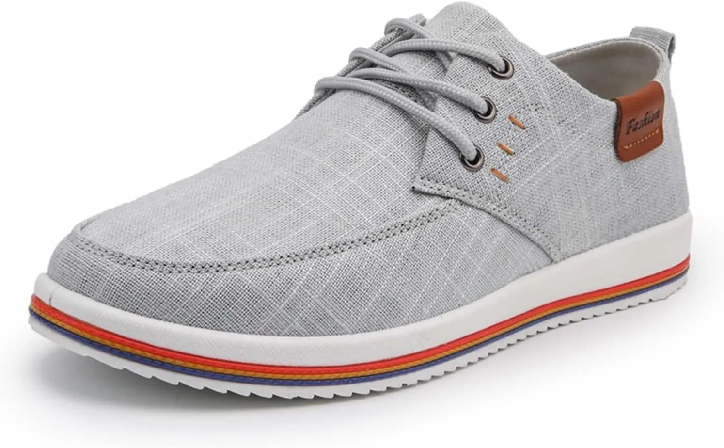 Men's Fashion Loafers Breathable Canvas Shoes Comfortable Round Toe Sneakers Low Top Lace Up Casual Shoes