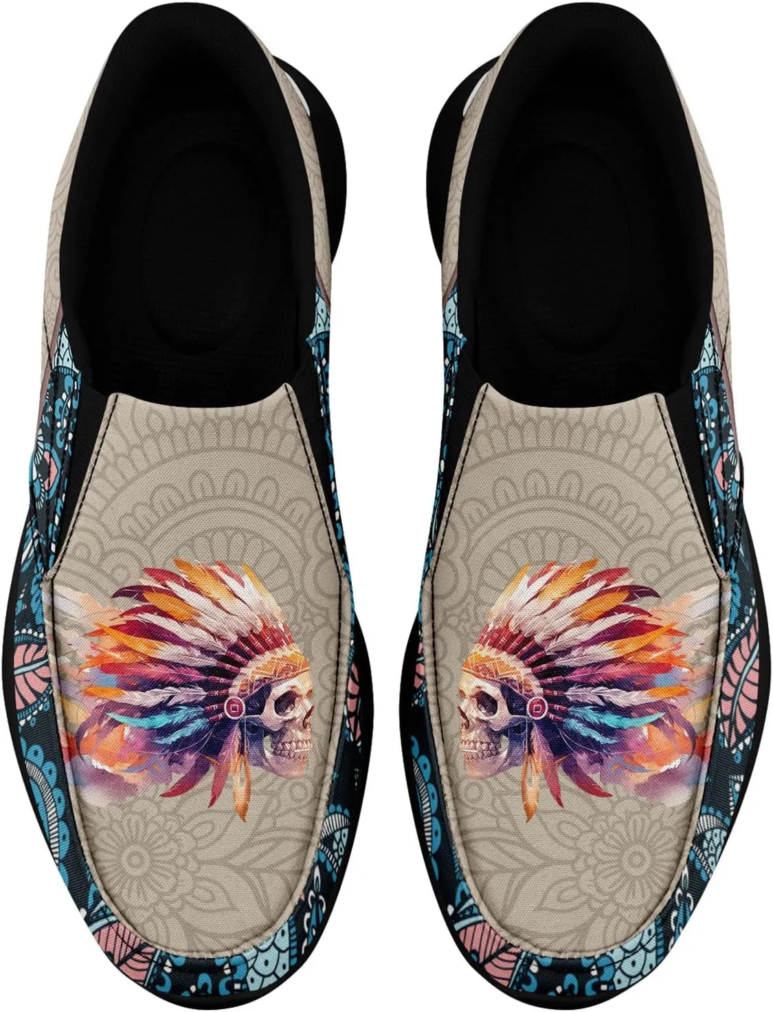Men's Fashion Skull Canvas Shoes Women's Gothic Flower Slip-on Casual Sneaker Lightweight Breathable Summer Footwear