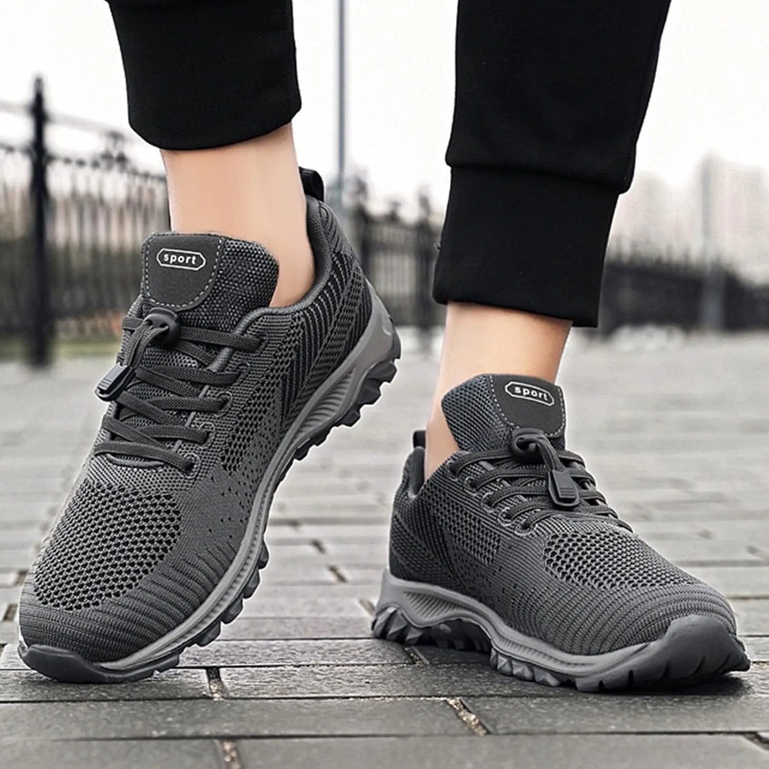 Men's Lace Up Memory Foam Sneakers Comfortable Breathable Lightweight Tennis Shoe Athletic Gym Tennis Sneakers