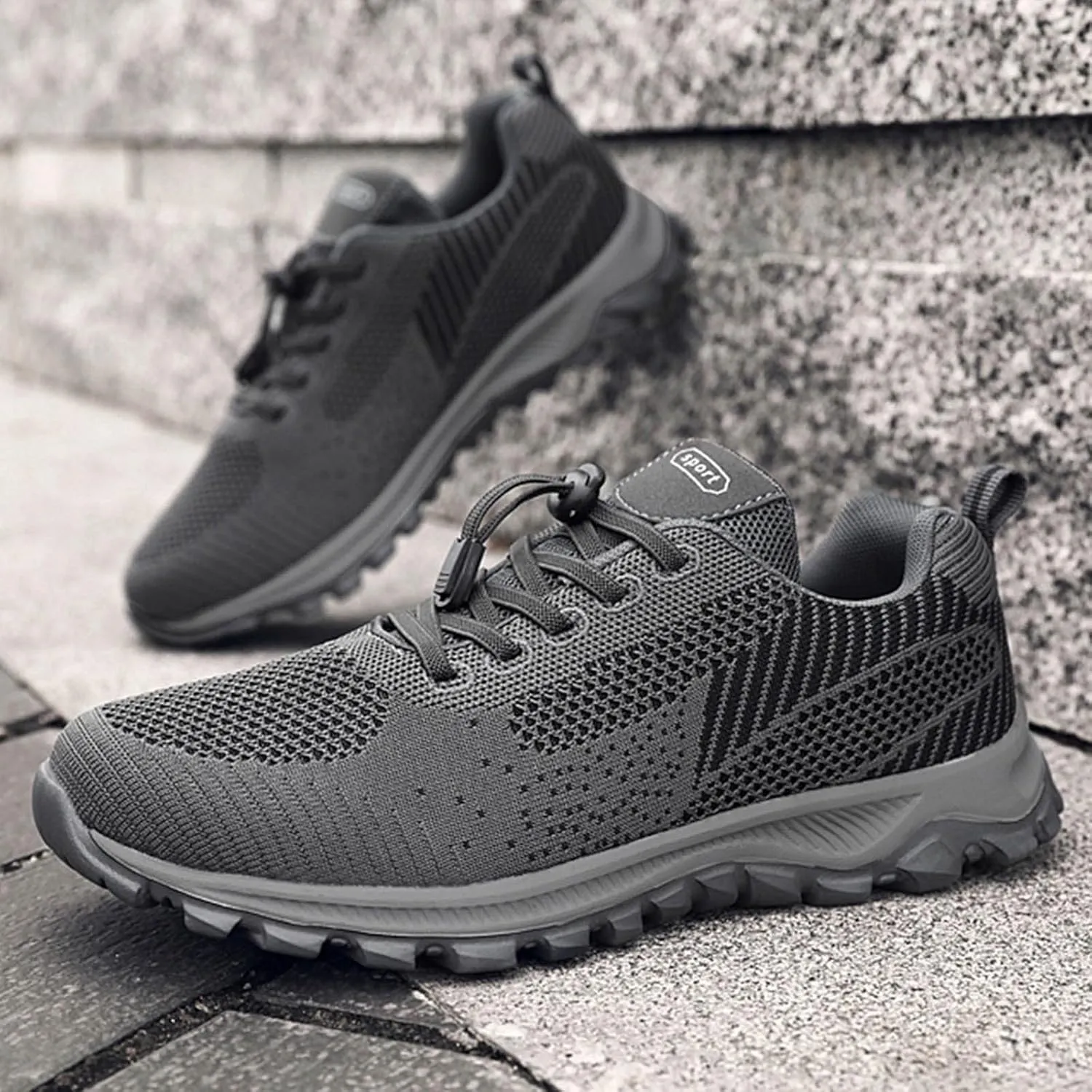 Men's Lace Up Memory Foam Sneakers Comfortable Breathable Lightweight Tennis Shoe Athletic Gym Tennis Sneakers