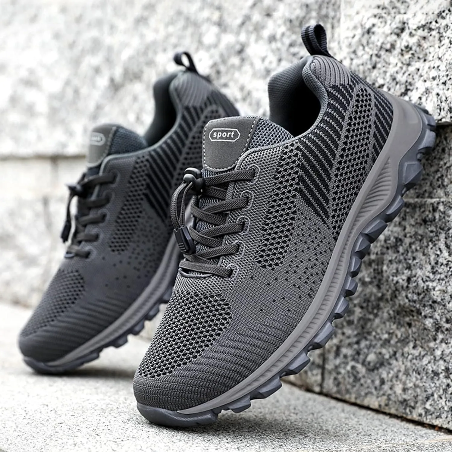 Men's Lace Up Memory Foam Sneakers Comfortable Breathable Lightweight Tennis Shoe Athletic Gym Tennis Sneakers