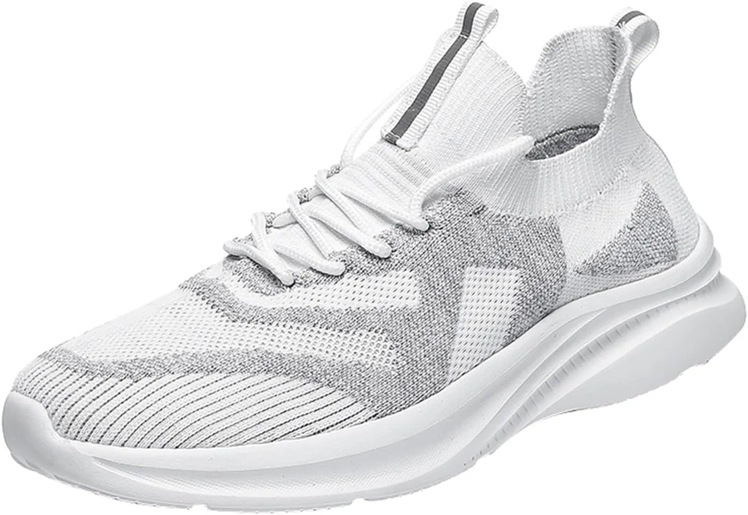 Mens Lightweight Basket Shoes with Cushion Breathable Mesh Knit Arch Support Shoes for Men Mid Top Lace Up Soft Sole Walking Shoe Fashionalbe Gym Fitness Sneakers All Day Comfort