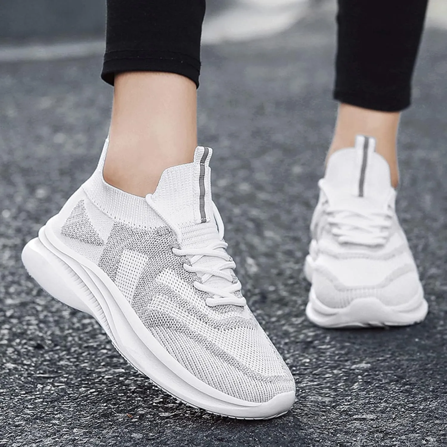 Mens Lightweight Basket Shoes with Cushion Breathable Mesh Knit Arch Support Shoes for Men Mid Top Lace Up Soft Sole Walking Shoe Fashionalbe Gym Fitness Sneakers All Day Comfort