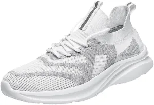 Mens Lightweight Basket Shoes with Cushion Breathable Mesh Knit Arch Support Shoes for Men Mid Top Lace Up Soft Sole Walking Shoe Fashionalbe Gym Fitness Sneakers All Day Comfort