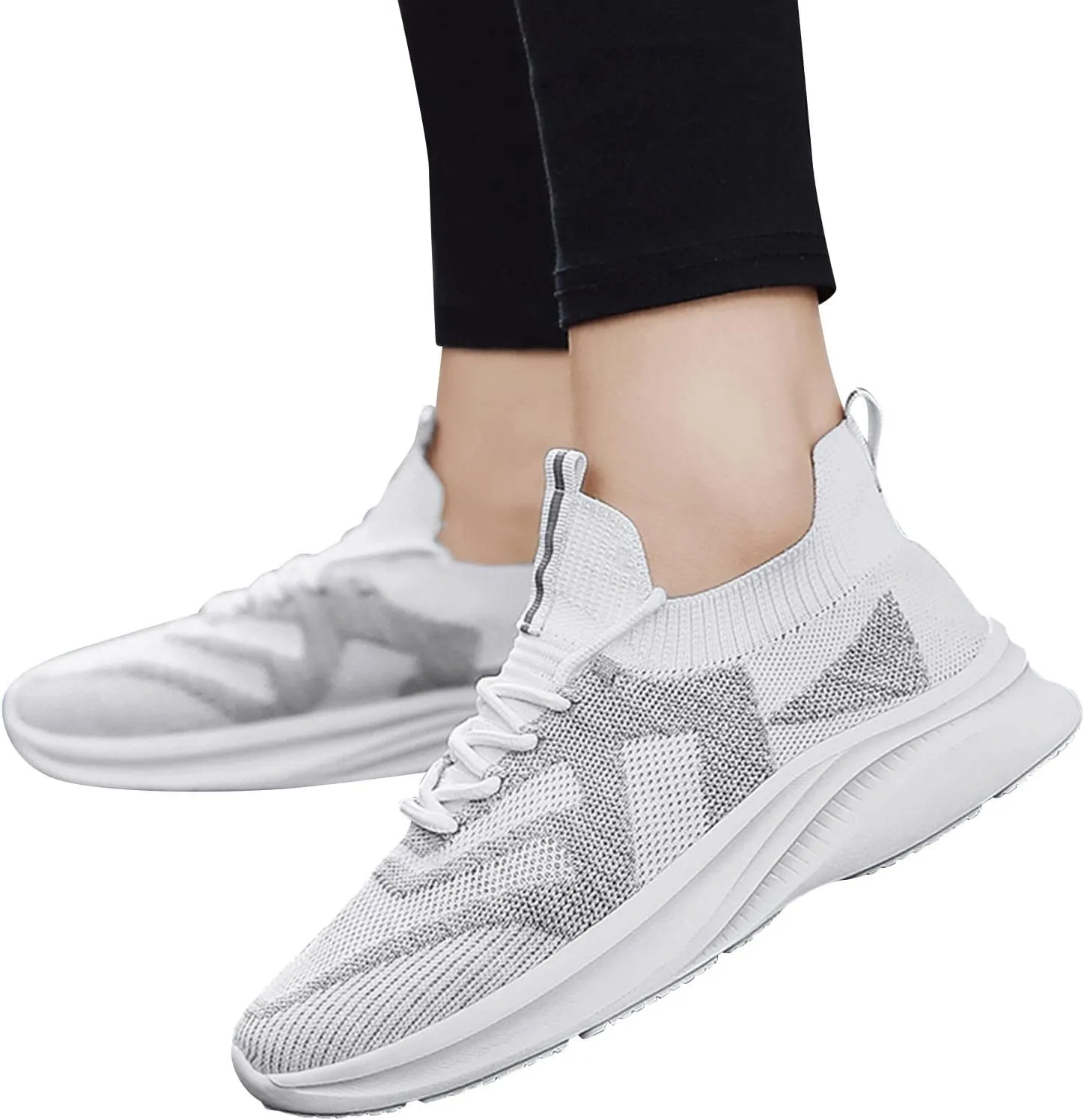 Mens Lightweight Basket Shoes with Cushion Breathable Mesh Knit Arch Support Shoes for Men Mid Top Lace Up Soft Sole Walking Shoe Fashionalbe Gym Fitness Sneakers All Day Comfort