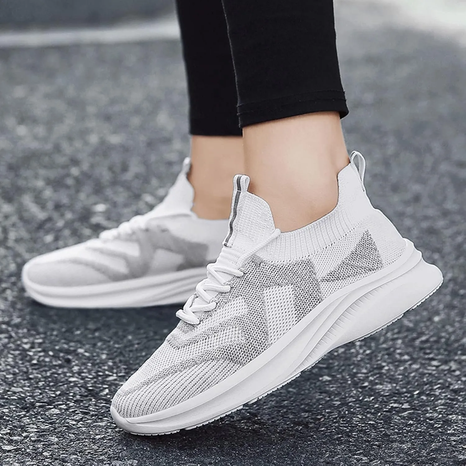 Mens Lightweight Basket Shoes with Cushion Breathable Mesh Knit Arch Support Shoes for Men Mid Top Lace Up Soft Sole Walking Shoe Fashionalbe Gym Fitness Sneakers All Day Comfort