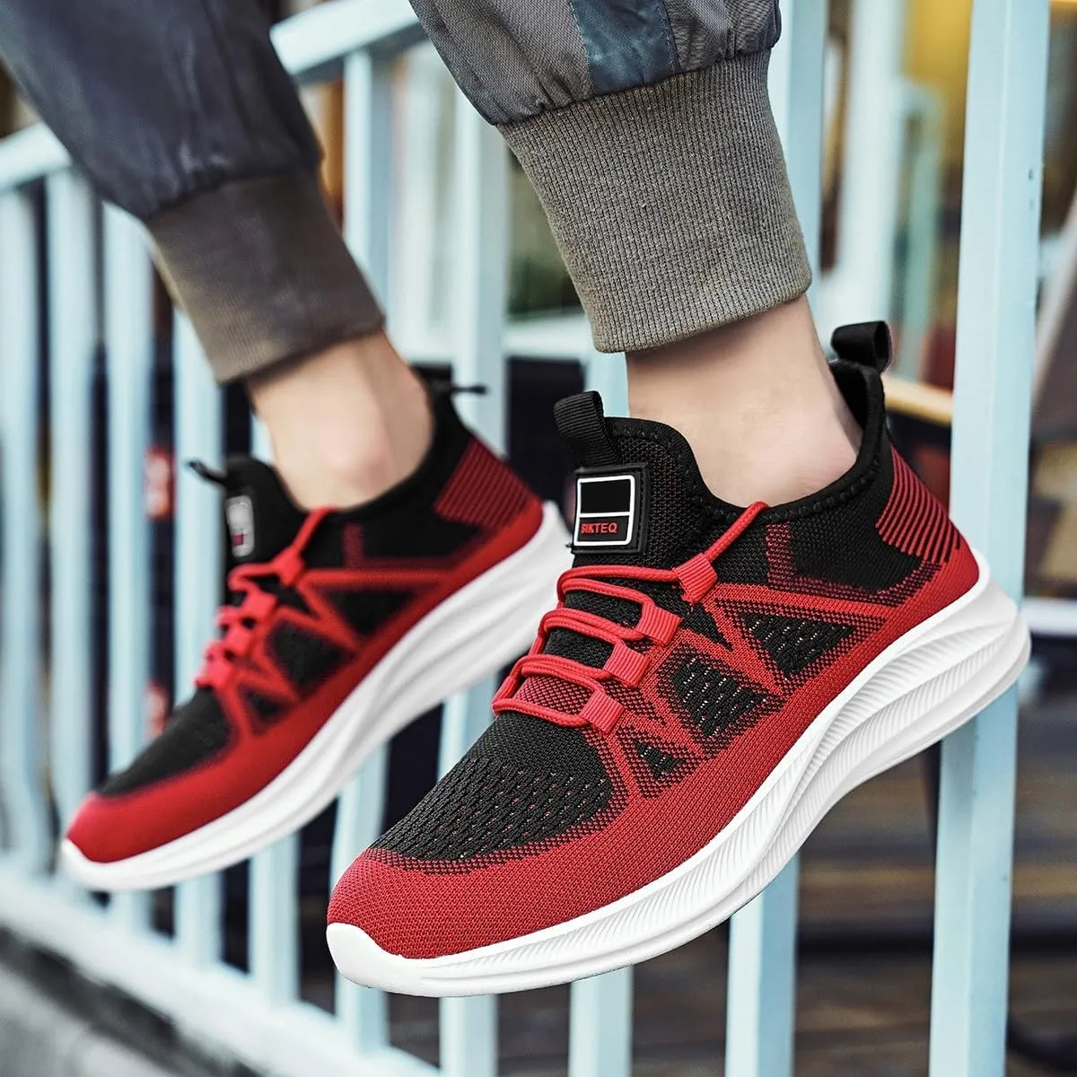 Men's Reathable Stretch Canvas Shoes Breathable Elastic Fly Woven Mesh Sneaker Convenient Elderly Slip on Shoes