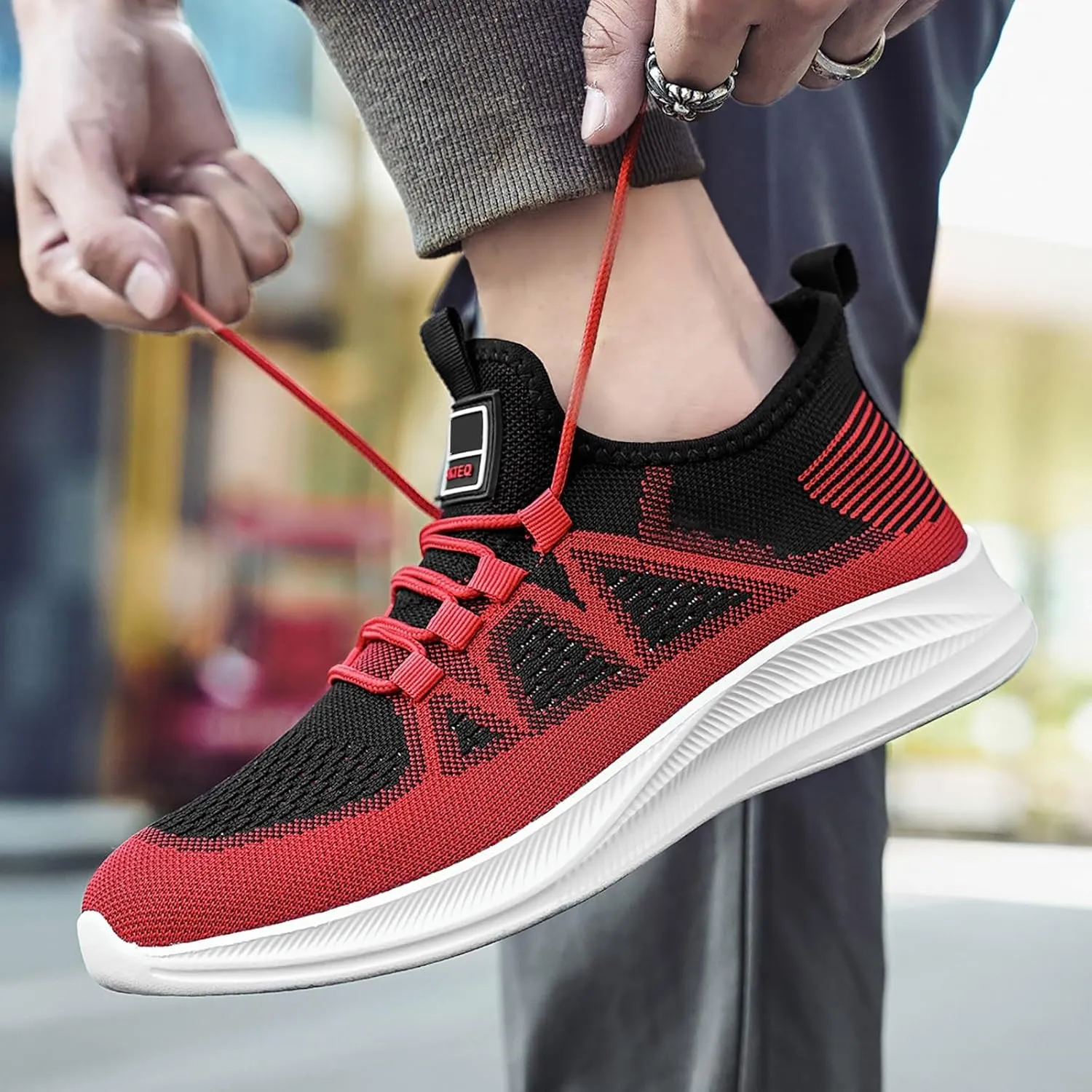 Men's Reathable Stretch Canvas Shoes Breathable Elastic Fly Woven Mesh Sneaker Convenient Elderly Slip on Shoes