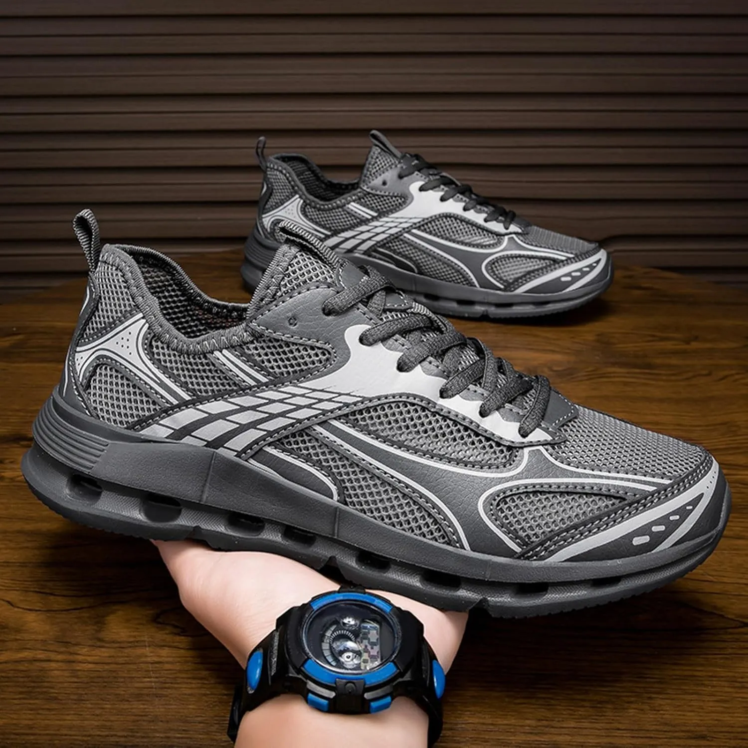 Men's Reathable Stretch Canvas Shoes Lightweight Breathable Slip On Running Shoe Arch Support Plantar Fasciitis