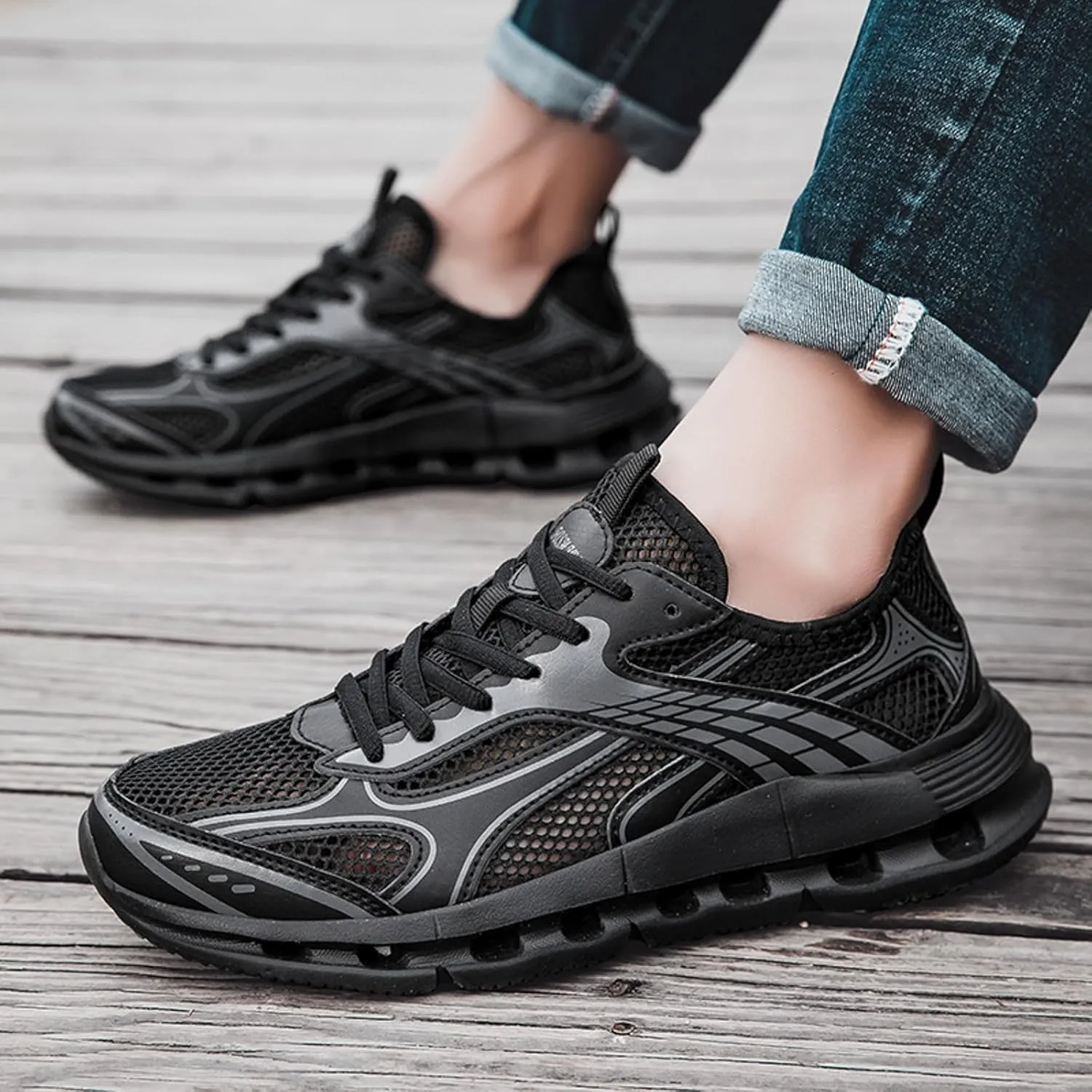 Men's Reathable Stretch Canvas Shoes Lightweight Breathable Slip On Running Shoe Arch Support Plantar Fasciitis