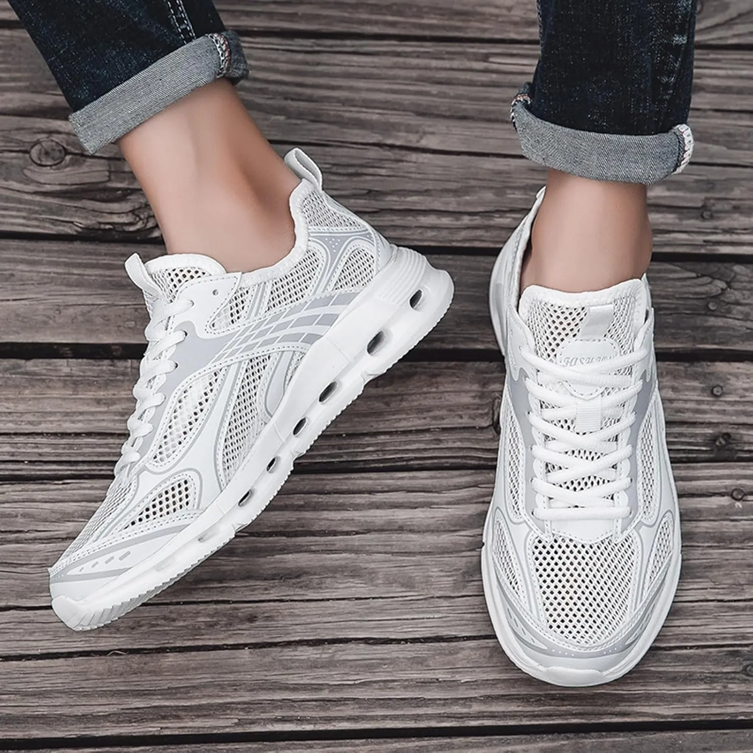 Men's Reathable Stretch Canvas Shoes Lightweight Breathable Slip On Running Shoe Arch Support Plantar Fasciitis