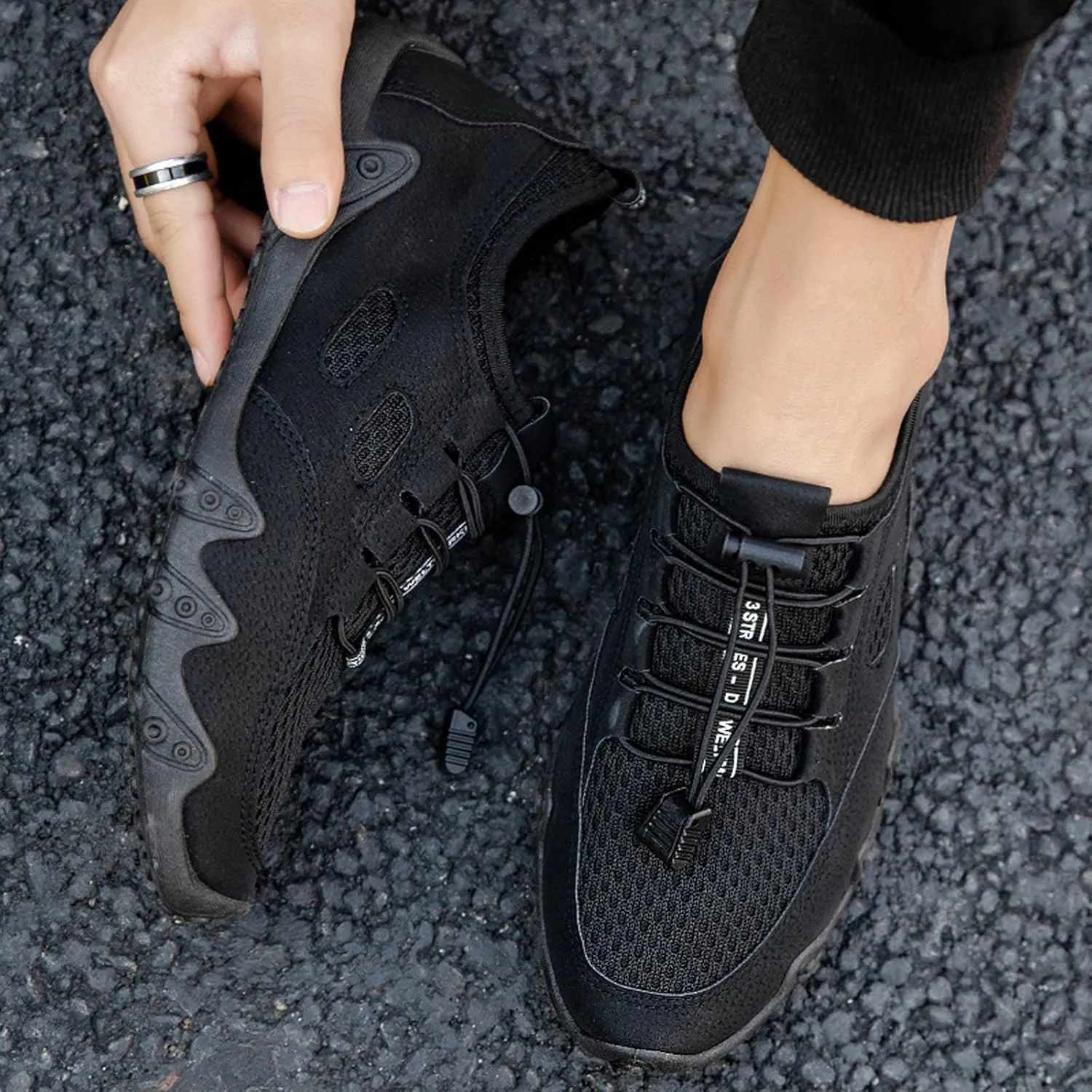 Mens Running Shoes Non-Slip Barefoot Footwear Wading Sneakers Slip On Platform Casual Trainers Comfortable Sneaker Mesh Lightweight Breathable Outdoor Shoes