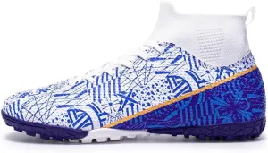 Men's Soccer Shoes High-Tops Lace-Up Non-Slip Spikes Indoor Football Futsal TF Turf Cleats
