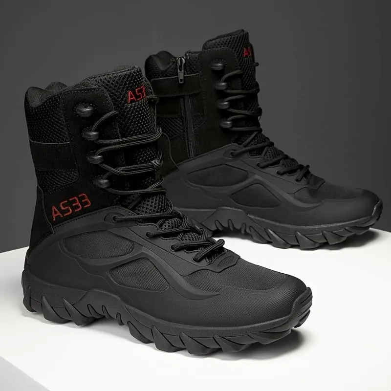 Men's Trendy High Top Hiking Boots, Comfy Non Slip Lace Up Durable Casual Shoes for Men's Outdoor Activities