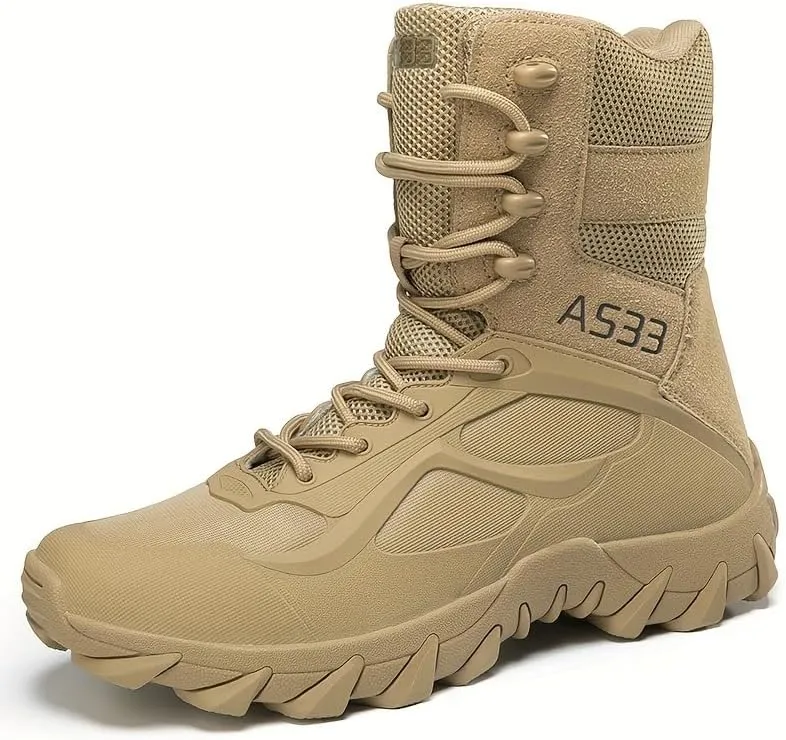 Men's Trendy High Top Hiking Boots, Comfy Non Slip Lace Up Durable Casual Shoes for Men's Outdoor Activities
