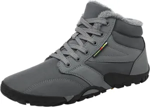 Mens Womens Winter Hiking Boots Wide Toe Box Warm Snow Boots Minimalist Barefoot Boots Zero Drop Sole Waterproof Non-Slip Ankle Booties