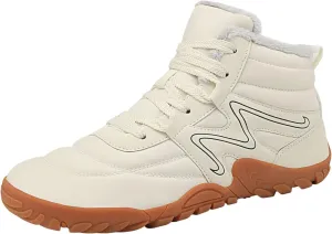 Mens Womens Winter Hiking Boots Wide Toe Box Warm Snow Boots Minimalist Barefoot Boots Zero Drop Sole Waterproof Non-Slip Ankle Booties