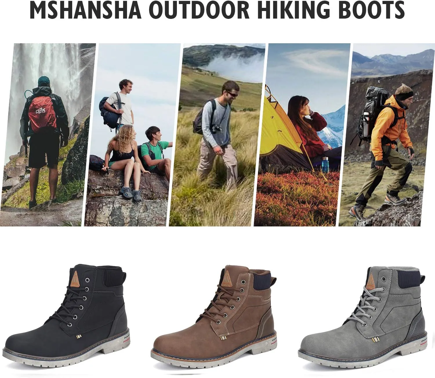 Mishansha Men's Women's Mid Hiking Boots Outdoor Water Resistant Non-Slip Casual Boot