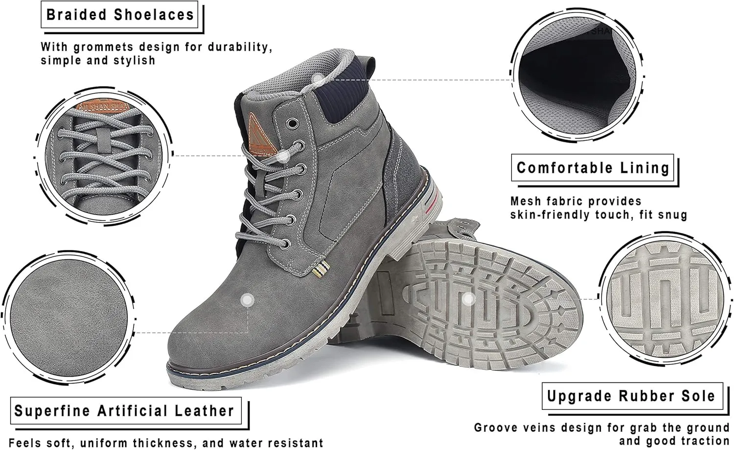Mishansha Men's Women's Mid Hiking Boots Outdoor Water Resistant Non-Slip Casual Boot