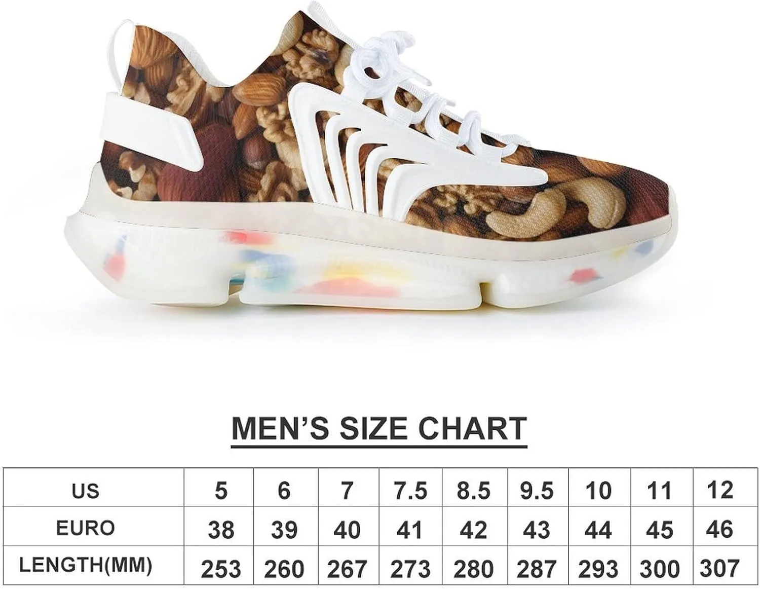 Mixed Nuts Walnuts and Cashews Men's Running Shoes Lightweight Walking Shoe Breathable Sneaker