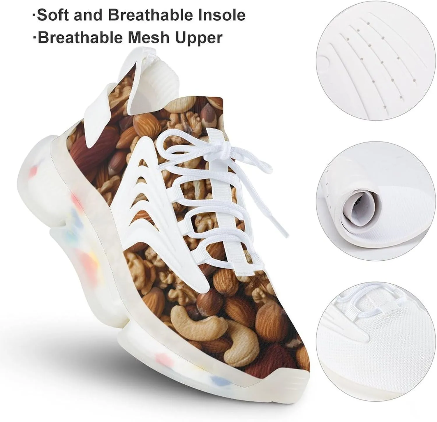 Mixed Nuts Walnuts and Cashews Men's Running Shoes Lightweight Walking Shoe Breathable Sneaker