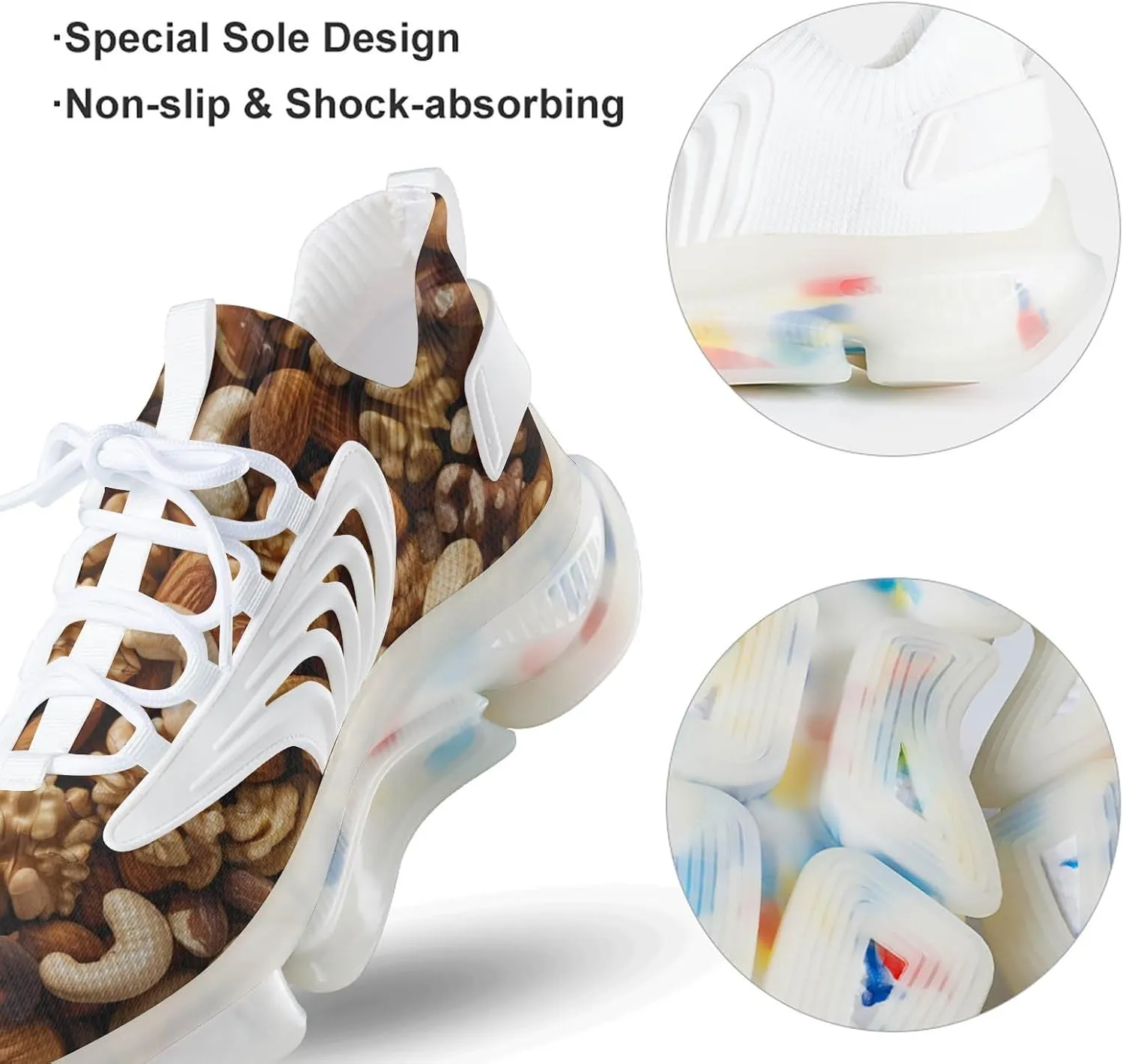 Mixed Nuts Walnuts and Cashews Men's Running Shoes Lightweight Walking Shoe Breathable Sneaker
