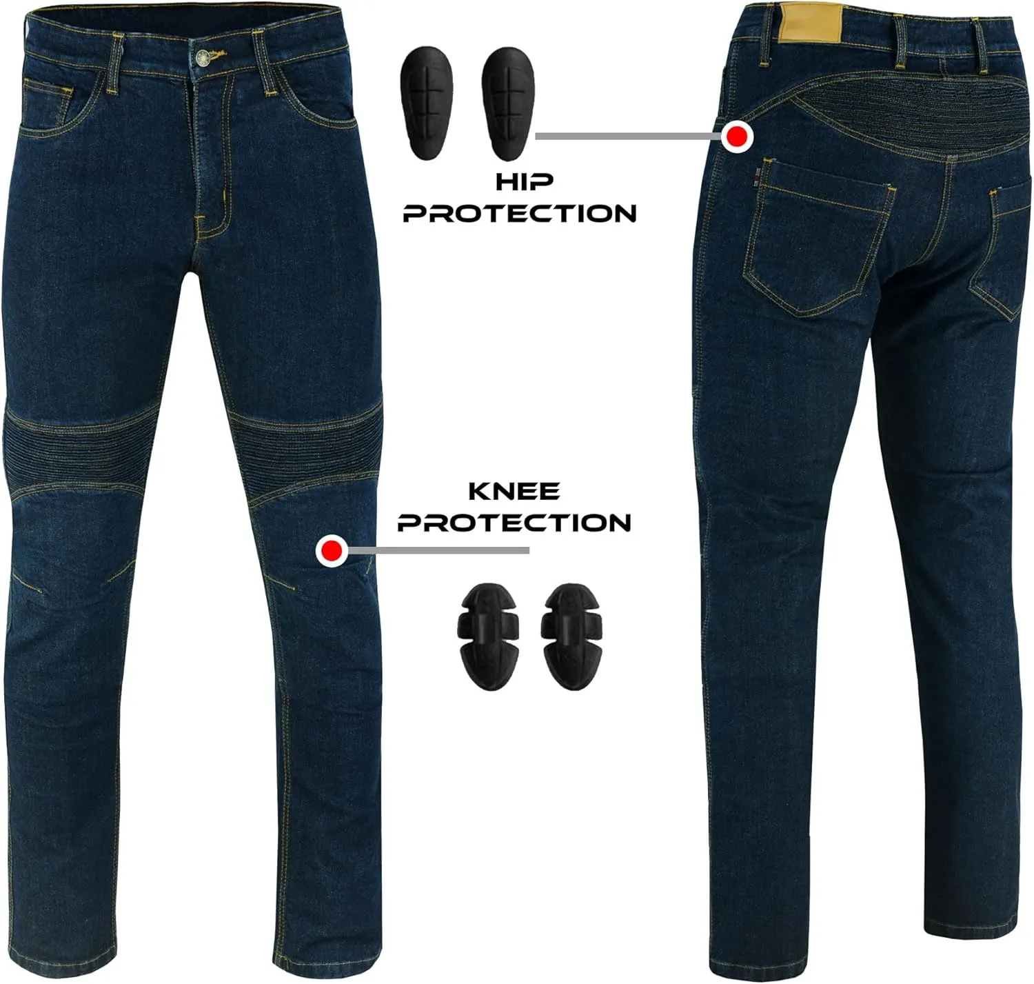 Motorcycle Kevlar Jeans Protective Motorcycle Denim Jeans Pants Reinforced Hip and Knee Safety with CE Removable Armor