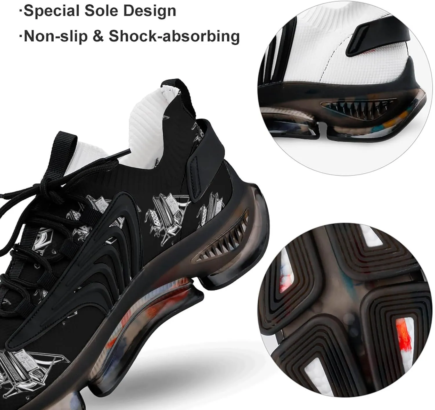 Music Piano Men's Running Shoes Lightweight Walking Shoe Breathable Sneaker