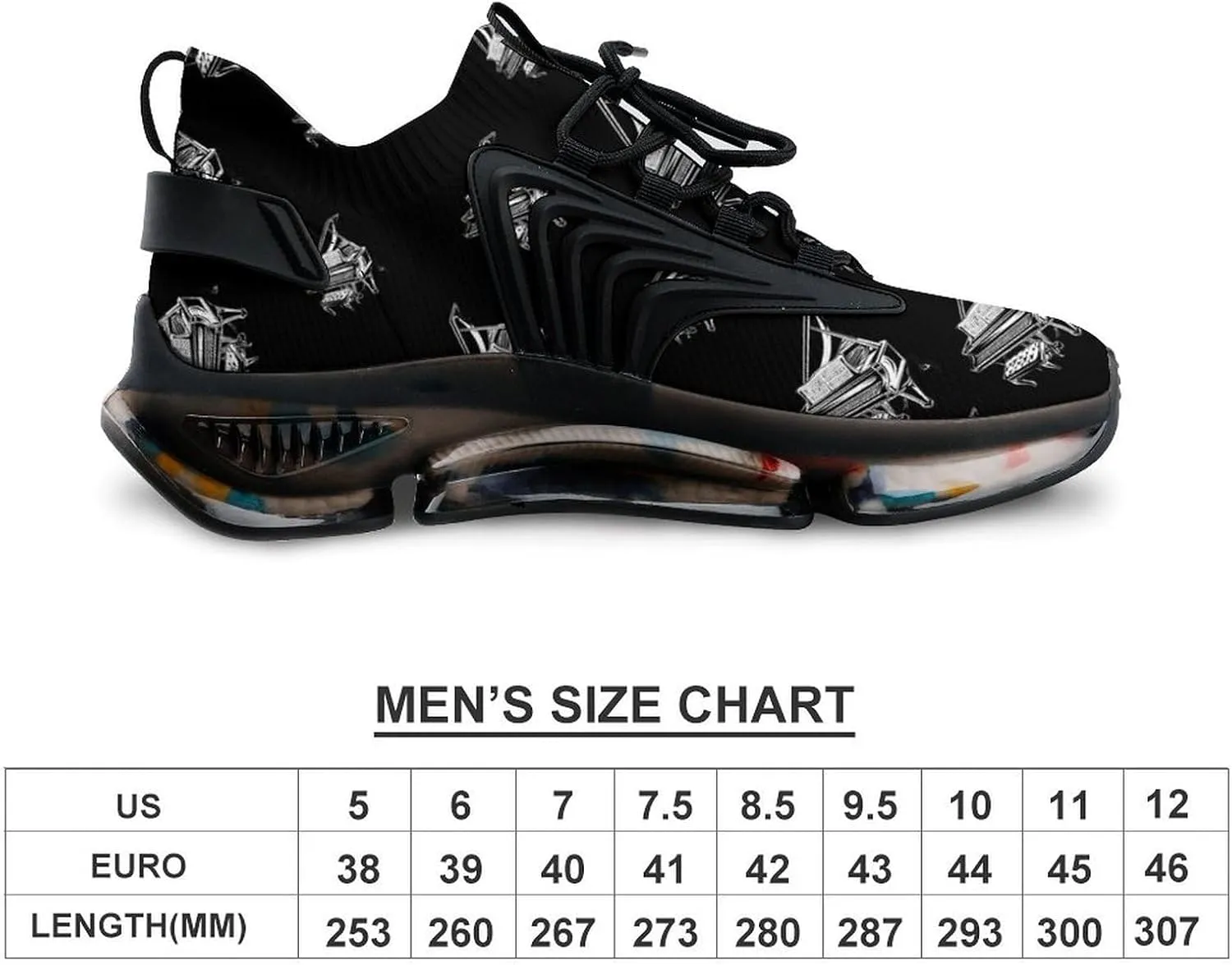 Music Piano Men's Running Shoes Lightweight Walking Shoe Breathable Sneaker