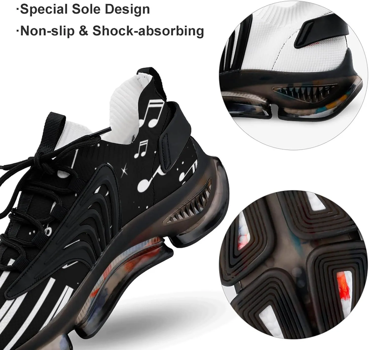 Musical Piano Keys Men's Running Shoes Lightweight Walking Shoe Breathable Sneaker