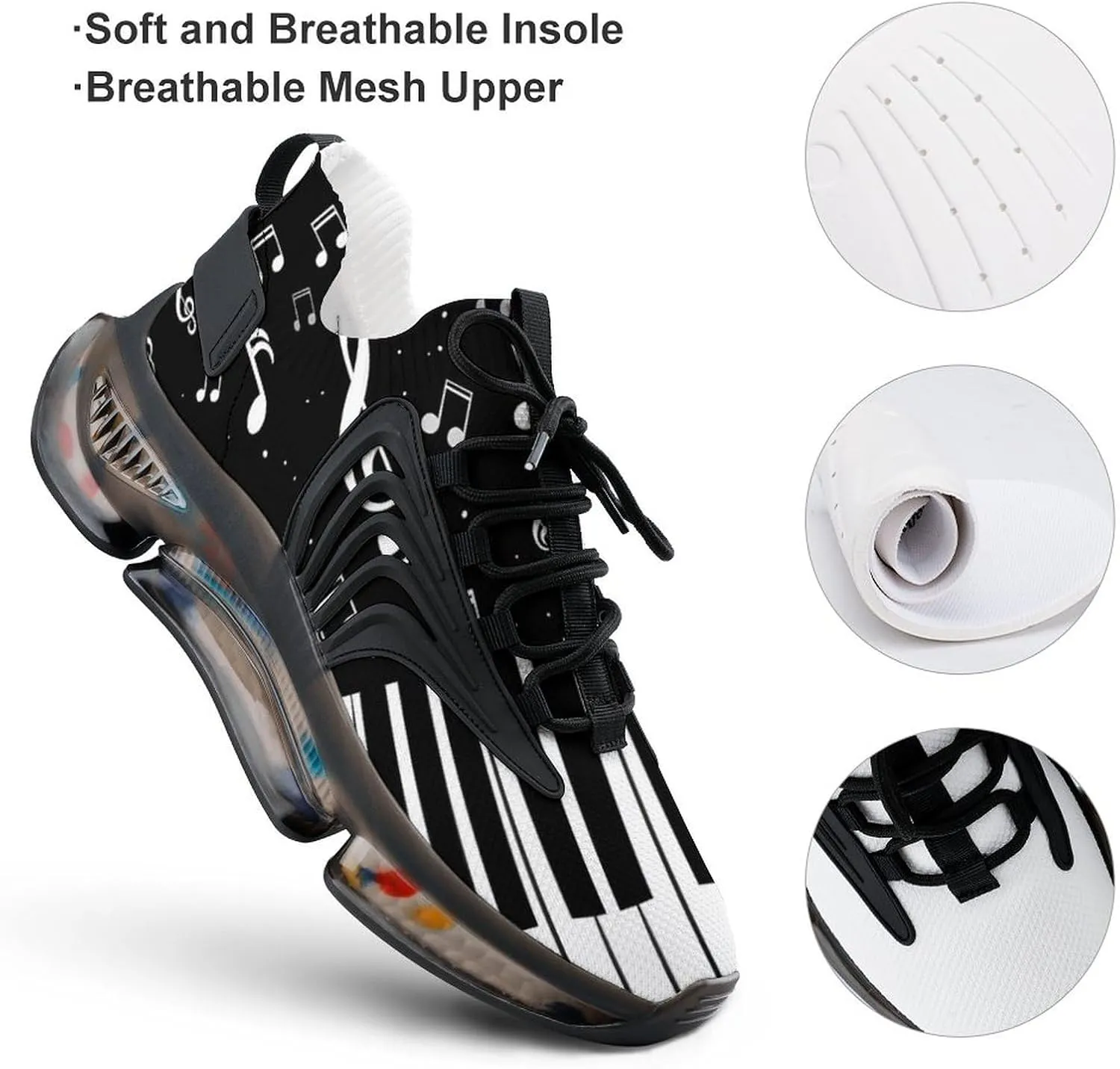 Musical Piano Keys Men's Running Shoes Lightweight Walking Shoe Breathable Sneaker