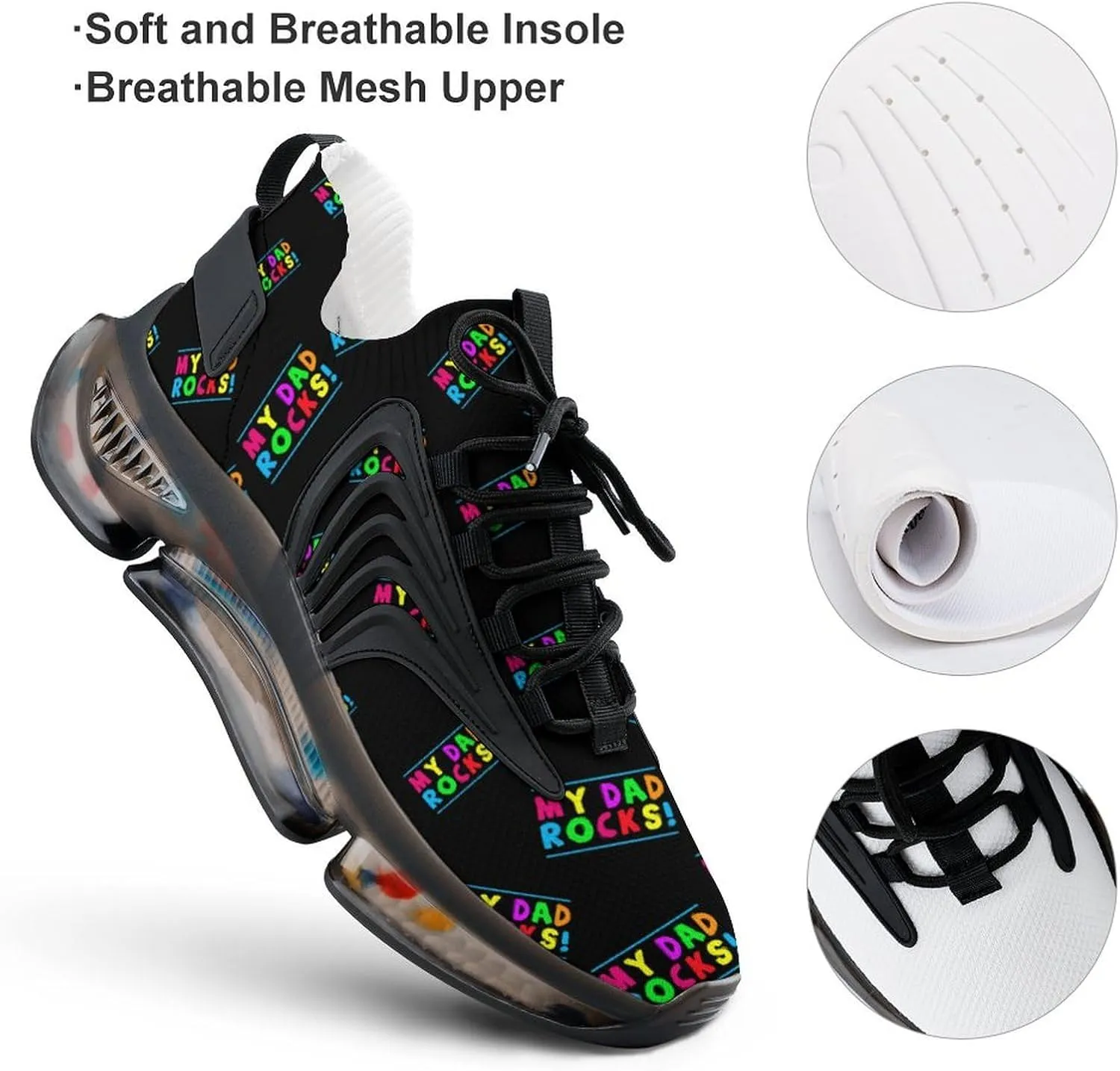 My Dad Rocks Men's Running Shoes Lightweight Walking Shoe Breathable Sneaker