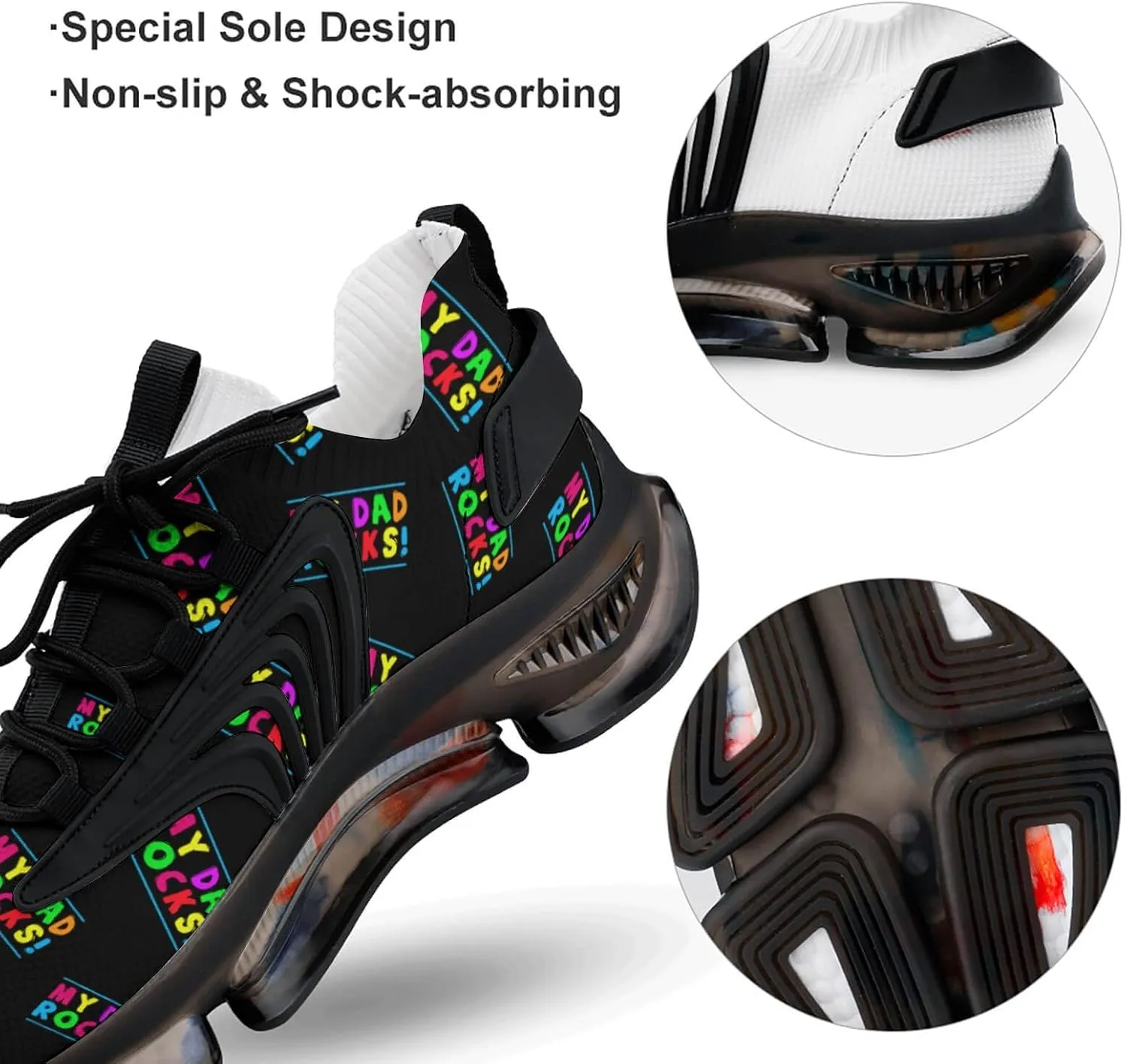My Dad Rocks Men's Running Shoes Lightweight Walking Shoe Breathable Sneaker