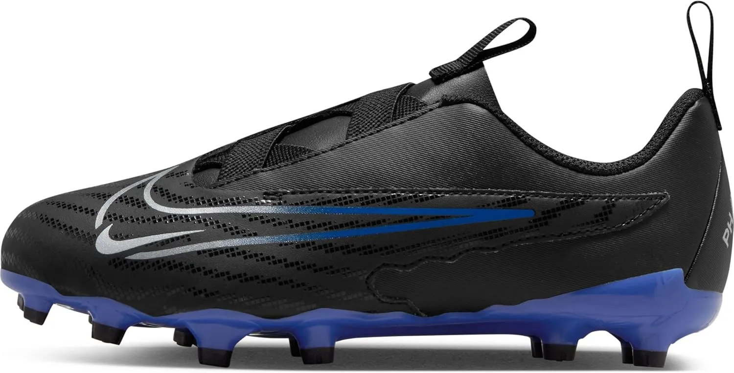 Nike Jr. Phantom GX Academy Big Kids' Multi-Ground Low-Top Soccer Cleats (DD9549-040, Black/Hyper Royal/Chrome) Size 2