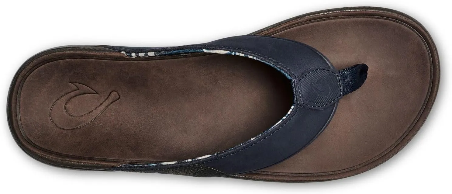 OLUKAI Tuahine Men's Waterproof Leather Sandals, Versatile Beach Flip Flops, Arch Support & Comfort Fit, Lightweight & Durable, Enhanced Grip & Traction