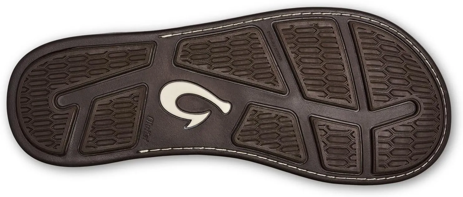 OLUKAI Tuahine Men's Waterproof Leather Sandals, Versatile Beach Flip Flops, Arch Support & Comfort Fit, Lightweight & Durable, Enhanced Grip & Traction