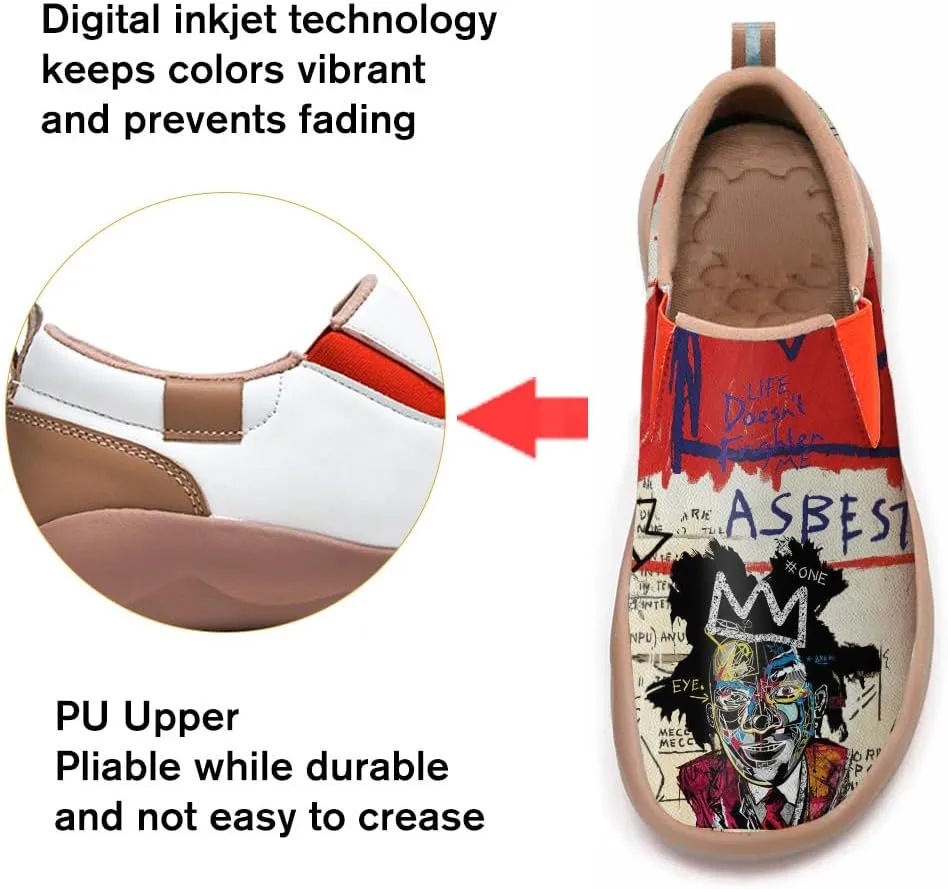 Onehorse Men's Walking Casual Loafers Leather Sneakers Comfortable Lightweight Slip On Art Painted Travel Shoes
