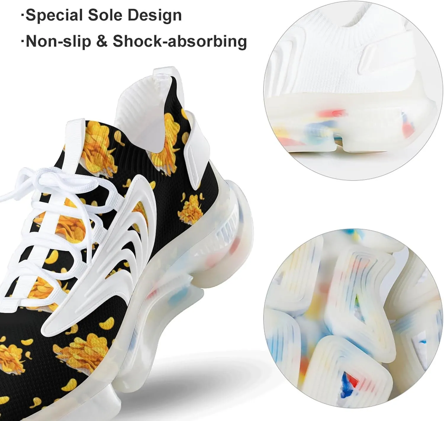 Potato Chips Men's Running Shoes Lightweight Walking Shoe Breathable Sneaker
