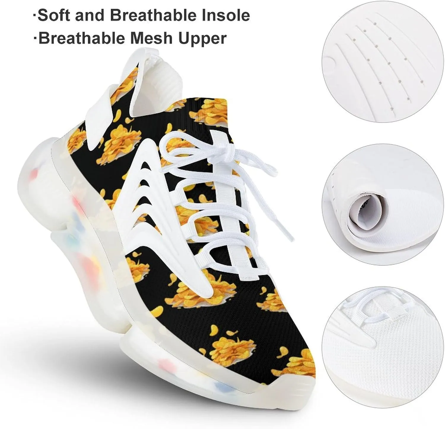 Potato Chips Men's Running Shoes Lightweight Walking Shoe Breathable Sneaker