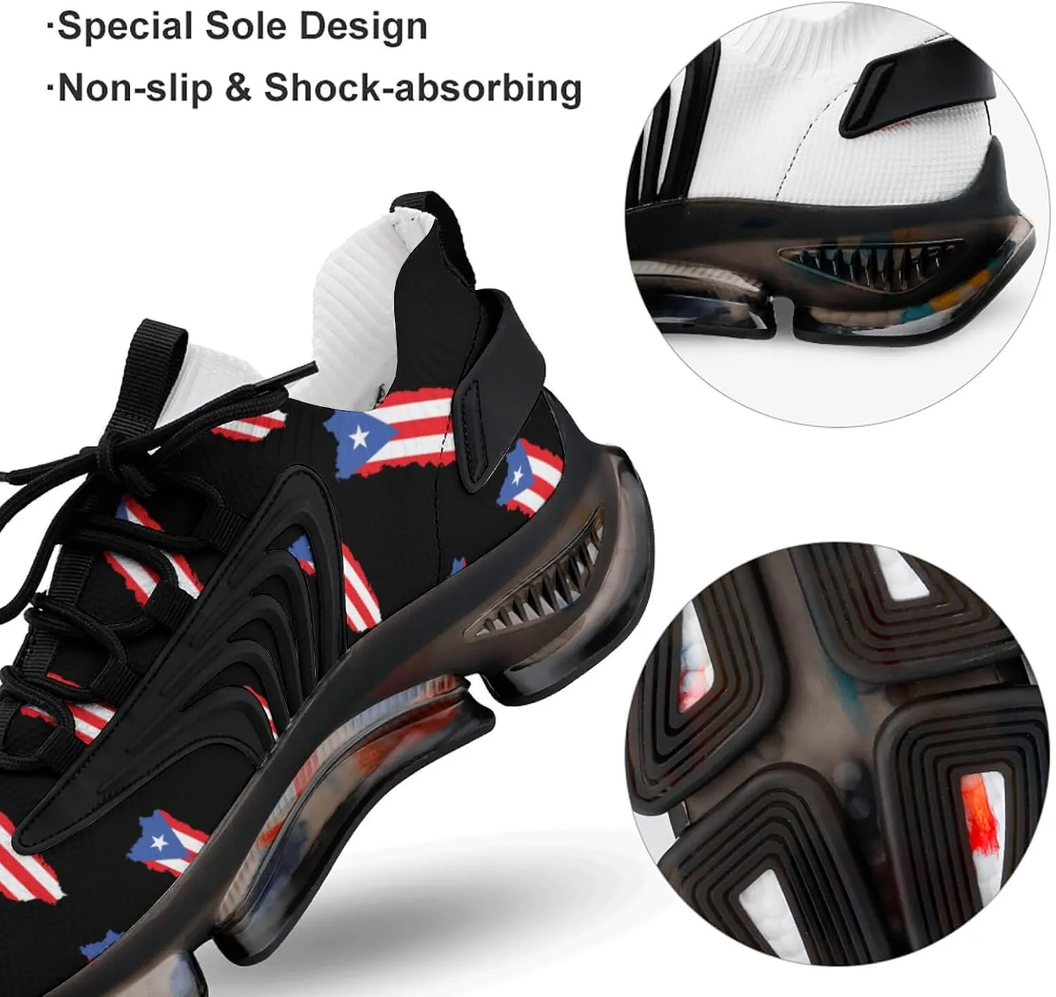 PR Flag Island Men's Running Shoes Lightweight Walking Shoe Breathable Sneaker