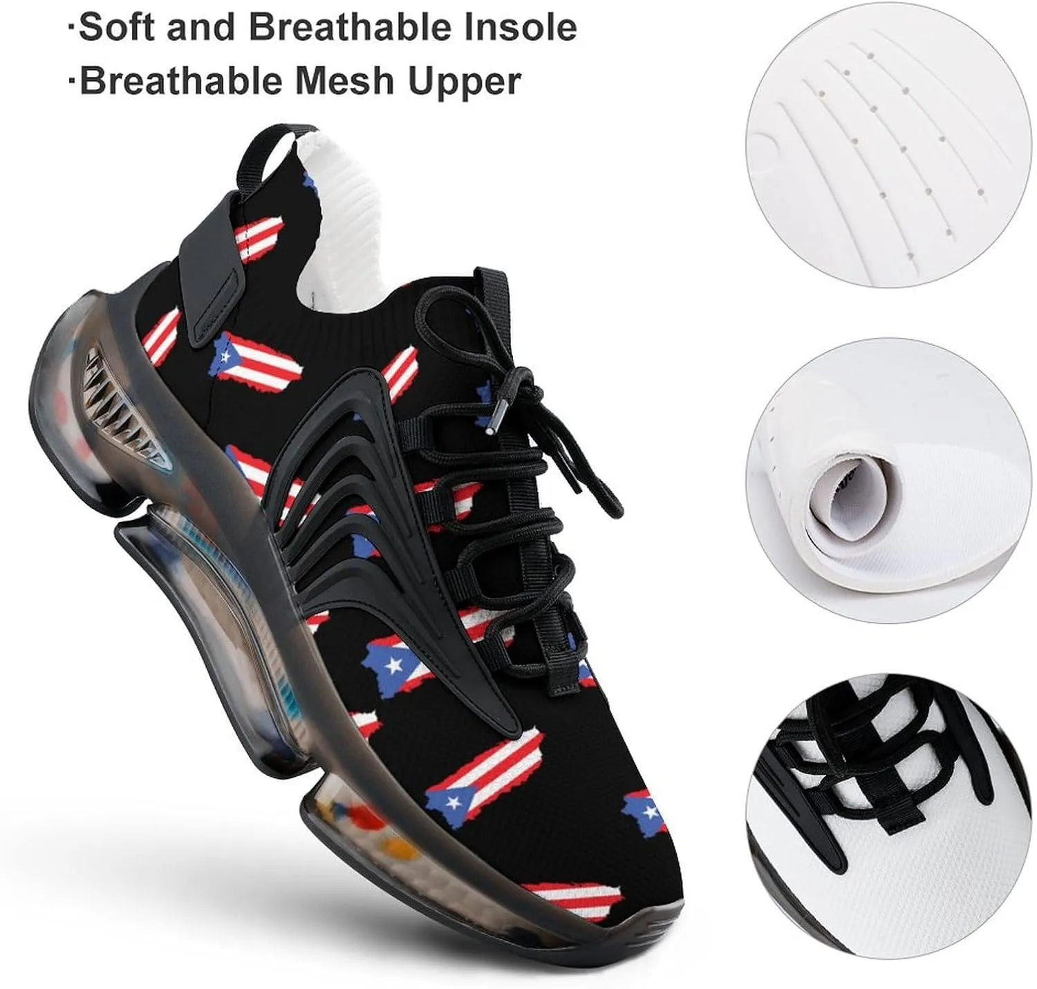 PR Flag Island Men's Running Shoes Lightweight Walking Shoe Breathable Sneaker