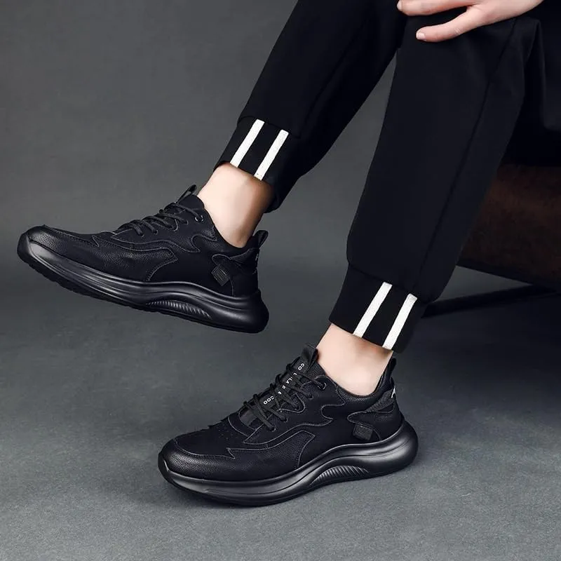 Premium Men's Leather Oxford Dress Sneakers Wingtip Brogue Business Casual Shoes for All-Day Comfort